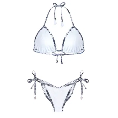 Deessa Ibiza Women's Grey / White White Grey Snake Print Bikini Tamara Pia In Grey/white
