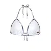 Deessa Ibiza Women's Grey / White White Textured Triangle Bikini Top With Snake Print Edges Tamara In Grey/white