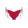 Deessa Ibiza Women's Red Bikini Bottom With Animal Print Straps In Red