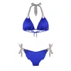 Deessa Ibiza Women's Ibiza Bikini With Animal Print Straps Cobalt Blue In Blue