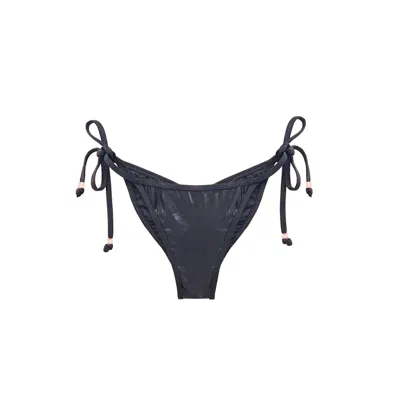 Deessa Ibiza Women's Metallic Tie-side Bikini Bottom Pia - Black