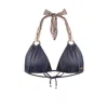 Deessa Ibiza Women's Neutrals / Black Ibiza Bikini Top With Animal Print Straps Molly Black In Black