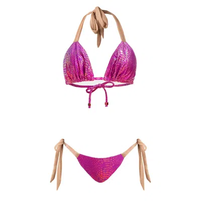 Elin Ritter Ibiza Women's Pink / Purple Fuchsia Metallic Bikini Set Mari Leah Bougainvillea - Pink In Pink/purple