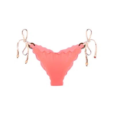 Deessa Ibiza Women's Pink / Purple / Red Ibiza Bikini Tie-side Bikini Bottom Laia Coral Red In Pink/purple/red