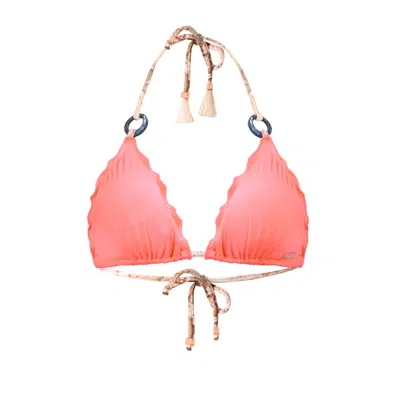 Deessa Ibiza Women's Pink / Purple / Red Ibiza Triangle Bikini Top Savina Coral Red In Pink/purple/red