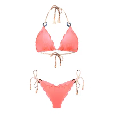 Deessa Ibiza Women's Pink / Purple / Rose Gold Ibiza Bikini Set Savina Laia Coral Red In Pink/purple/rose Gold