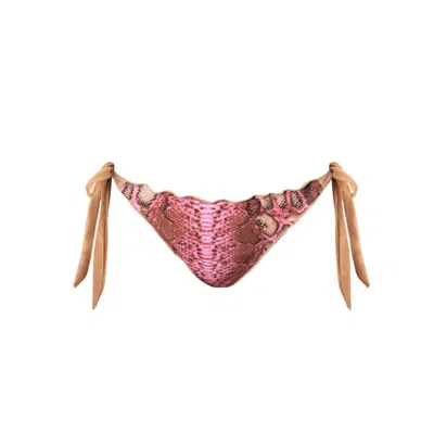 Deessa Ibiza Women's Rose Gold / Pink / Purple Ibiza Pink Animal Print Ruched Bikini Bottom Cap Martinet In Pink/purple/rose Gold