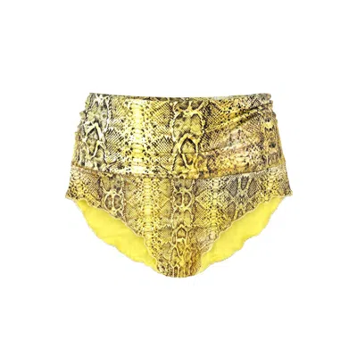 Deessa Ibiza Women's Yellow / Orange Yellow Eco Snake Printed Bikini Shorts In Yellow/orange