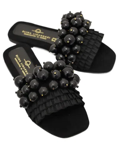 Elina Linardaki Beaded Ruffled-detail Sandals In Blue