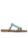 Elina Linardaki Light Blue Leather Sandals In Multi