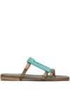 Elina Linardaki Light Blue Leather Sandals In Multi