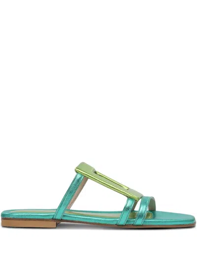 Elina Linardaki Solace Aqua Leather Sandals In Green
