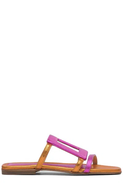 Elina Linardaki Strappy Slide Sandals In Orange