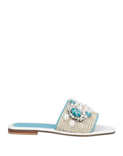 Elina Linardaki Woman Sandals Beige Size 5 Textile Fibers