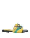 Elina Linardaki Woman Sandals Yellow Size 8 Leather In Yellow