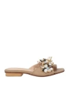 Elina Linardaki Woman Thong Sandal Taupe Size 6 Leather