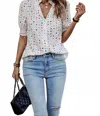 Elings Bobby Polka Dot Blouse In White/multi