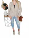 Elings Button Open Front Blazer In Khaki In Neutral
