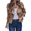 Elings Chic Cascada Lapel Jacket In Dark Khaki In Brown