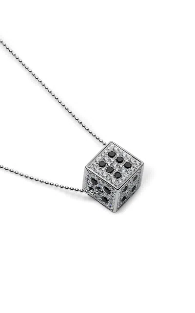 Elior 18k White Gold White Diamond Dice Pendant