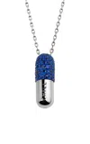 Elior Chill 18k White Gold Sapphire Pill Necklace In Blue