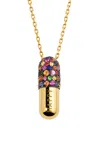 Elior Happy 18k Yellow Gold Sapphire Pill Pendant