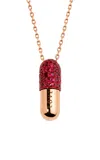 Elior Love 18k Rose Gold Ruby Pill Pendant