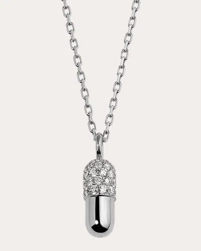 Elior Women's Diamond & 18k White Gold Mini Pill Pendant Necklace In Metallic