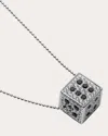 Elior 18k White Gold White Diamond Dice Pendant In Silver
