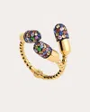 Elior Women's Multicolor Three Pill Bypass Ring 18k Gold In Multicolor