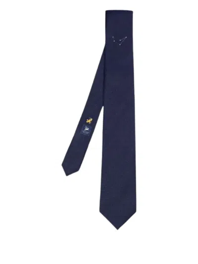 Elios Milano Aries Geometric-pattern Silk Tie In Blue