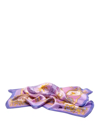 Elios Silk Scarf With Zodiac Sign Motifs In Multi