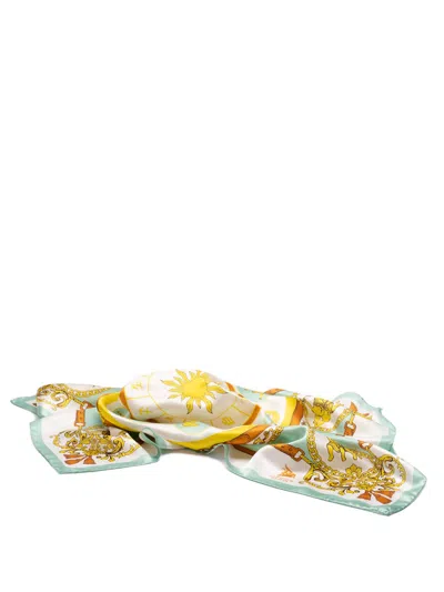 Elios Zodiac Sign Silk Scarf With Detailing In Multi