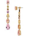 Eliot Danori 18k Gold-plated Cubic Zirconia & Multicolor Stone Front-to-back Linear Drop Earrings, Exclusively At In Gold