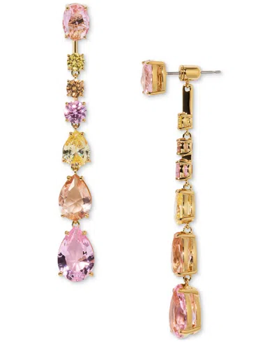 Eliot Danori 18k Gold-plated Cubic Zirconia & Multicolor Stone Front-to-back Linear Drop Earrings, Exclusively At