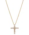 ELIOT DANORI 18K GOLD-PLATED CUBIC ZIRCONIA CROSS PENDANT NECKLACE, 16" + 2" EXTENDER, CREATED FOR MACY'S