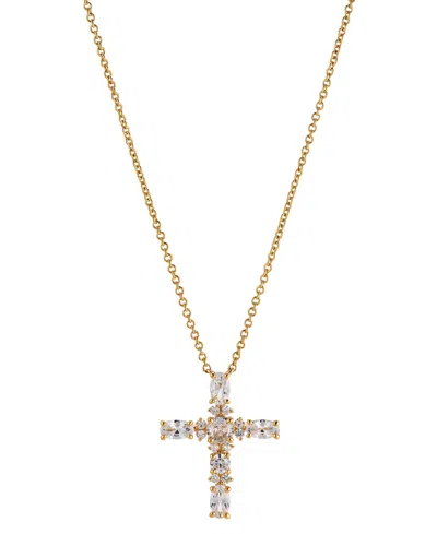 Eliot Danori 18k Gold-plated Cubic Zirconia Cross Pendant Necklace, 16" + 2" Extender, Created For Macy's