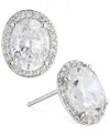 Eliot Danori Crystal Halo Stud Earrings In Rhodium