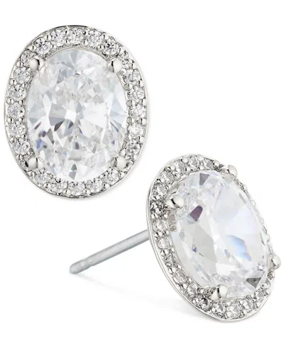 Eliot Danori Crystal Halo Stud Earrings In Rhodium