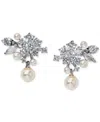 Eliot Danori Cubic Zirconia & Imitation Pearl Cluster Drop Earrings, Exclusively At Macy's In Silver