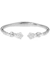 Eliot Danori Cubic Zirconia & Imitation Pearl Flower Cuff Bracelet, Exclusively At Macy's In Silver