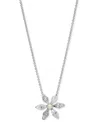 Eliot Danori Cubic Zirconia & Imitation Pearl Flower Pendant Necklace, 16" + 2" Extender, Exclusively At Macy's In Silver