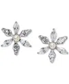 Eliot Danori Cubic Zirconia & Imitation Pearl Flower Stud Earrings, Exclusively At Macy's In Silver