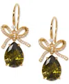 Eliot Danori Cubic Zirconia Bow Drop Earrings In Green
