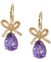 Eliot Danori Cubic Zirconia Bow Drop Earrings In Purple