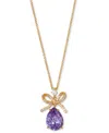 Eliot Danori Cubic Zirconia Bow Drop Pendant Necklace, 16" + 2" Extender In Purple