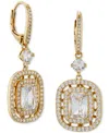 Eliot Danori Cubic Zirconia Double Halo Leverback Earrings In Gold