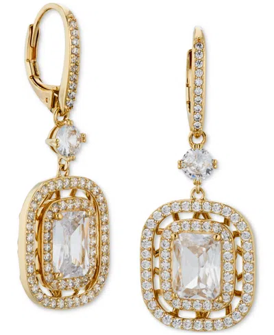 Eliot Danori Cubic Zirconia Double Halo Leverback Earrings In Gold