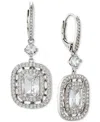 Eliot Danori Cubic Zirconia Double Halo Leverback Earrings In Silver