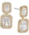 Eliot Danori Cubic Zirconia Emerald Halo Drop Earrings In Gold